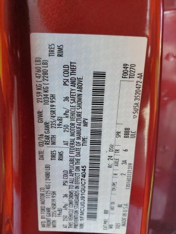 2016 FORD ESCAPE TIT 1FMCU0J91GUC74045