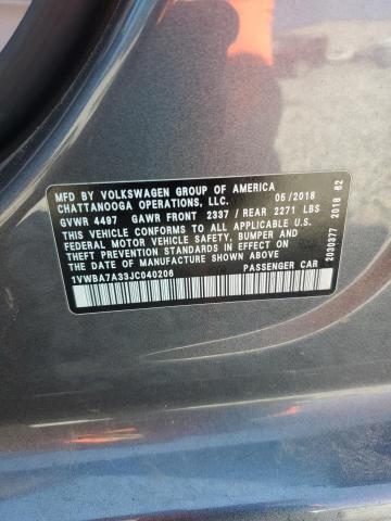 2018 VOLKSWAGEN PASSAT SE 1VWBA7A33JC040206