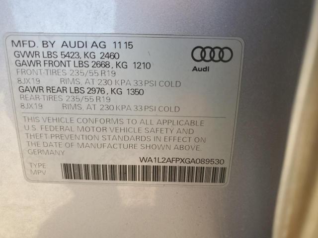 2016 AUDI Q5 PREMIUM WA1L2AFPXGA089530