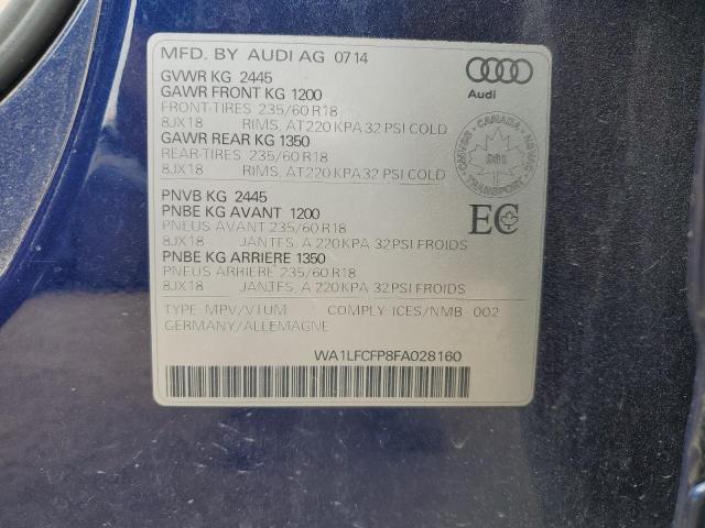 2015 AUDI Q5 PREMIUM WA1LFCFP8FA028160