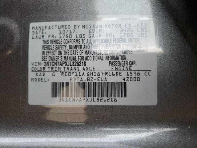 2018 NISSAN VERSA S 3N1CN7APXJL826218