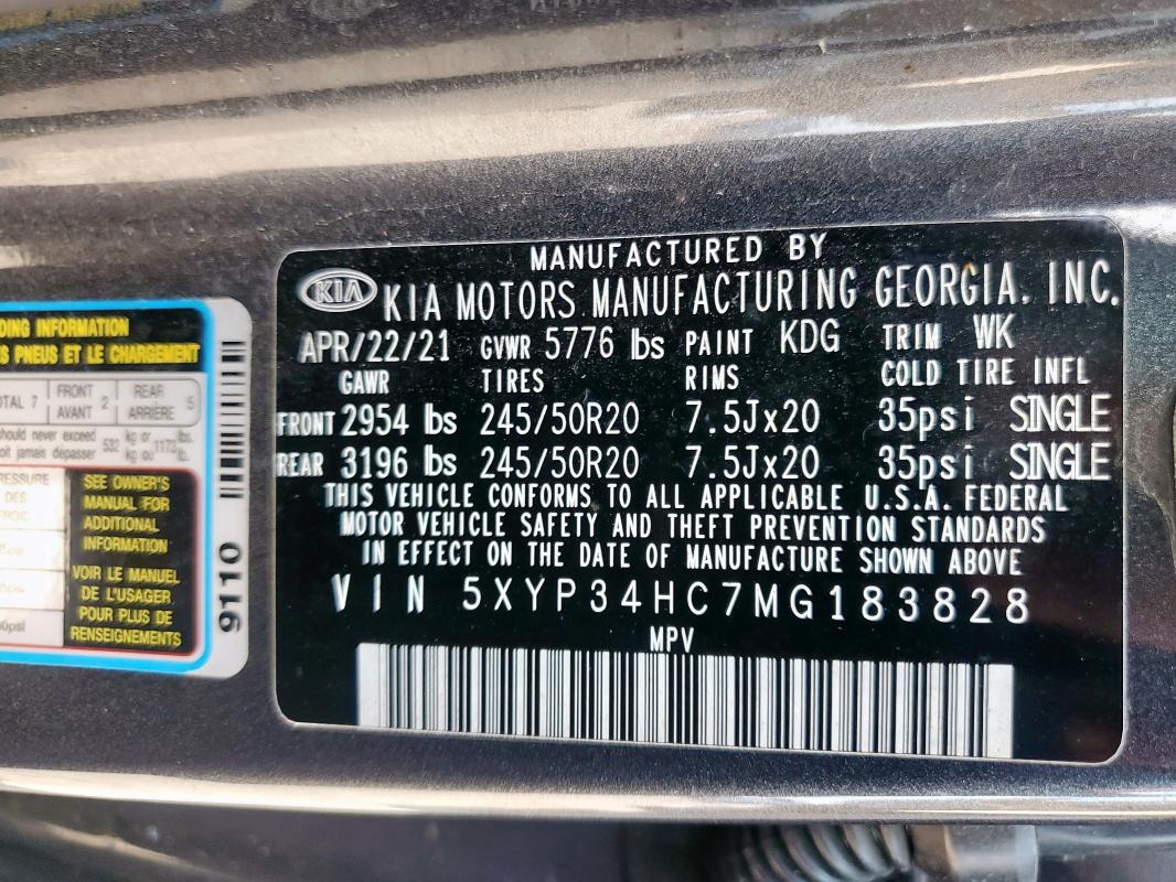 2021 KIA TELLURIDE - 5XYP34HC7MG183828
