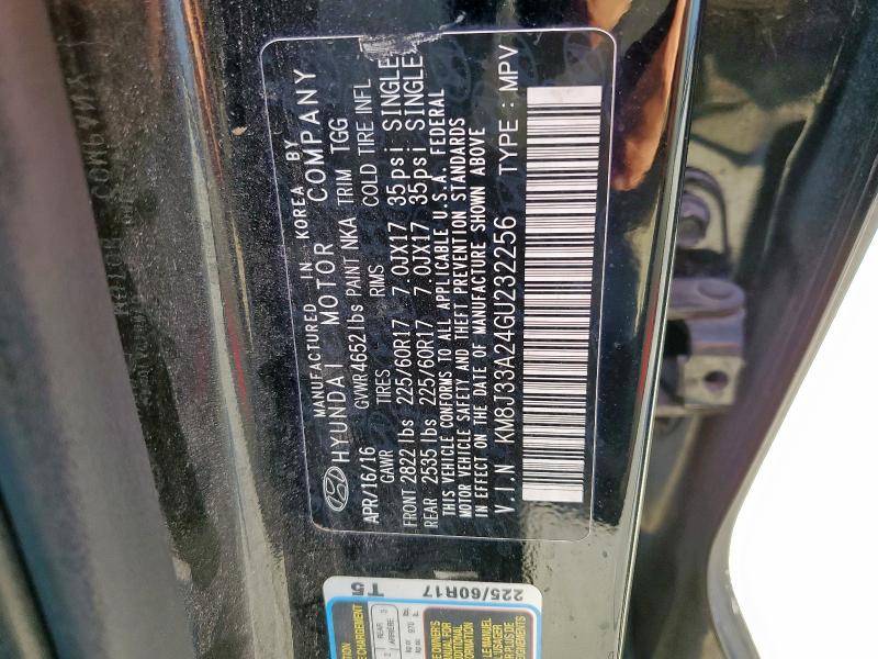 2016 HYUNDAI TUCSON LIM KM8J33A24GU232256