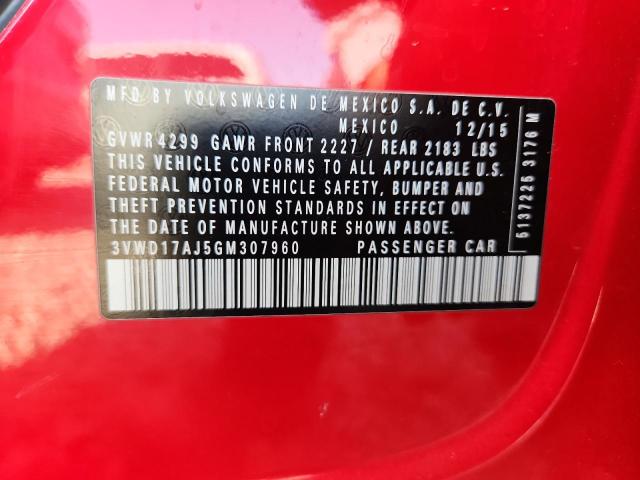 2016 VOLKSWAGEN JETTA SPOR 3VWD17AJ5GM307960