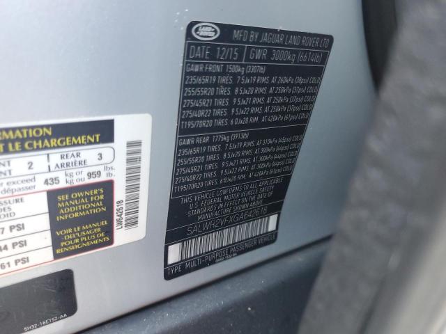 2016 LAND ROVER RANGE ROVER SPORT HSE SALWR2VFXGA642618