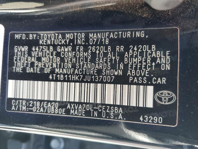 2018 TOYOTA CAMRY L - 4T1B11HK7JU137007