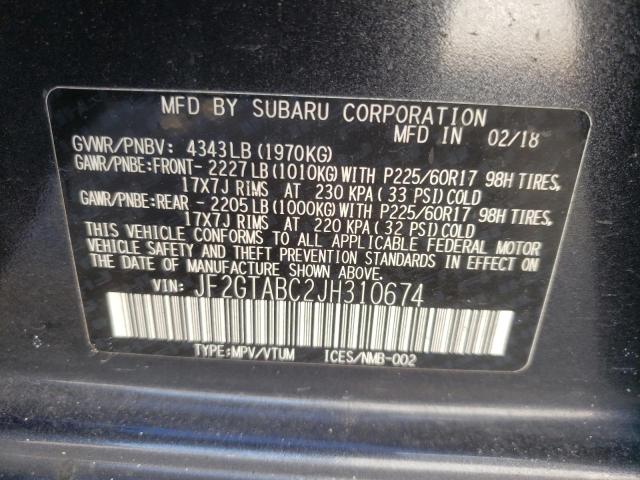 2018 SUBARU CROSSTREK JF2GTABC2JH310674
