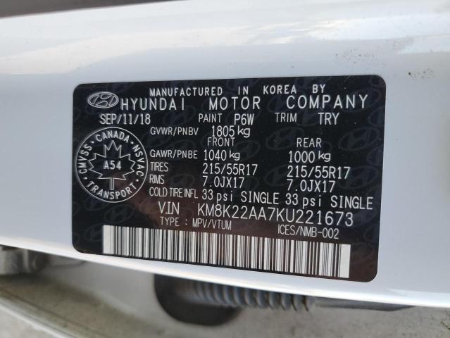 2019 HYUNDAI KONA SEL KM8K22AA7KU221673