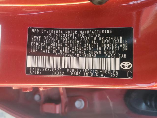 2021 TOYOTA COROLLA LE - 5YFEPMAE1MP180958