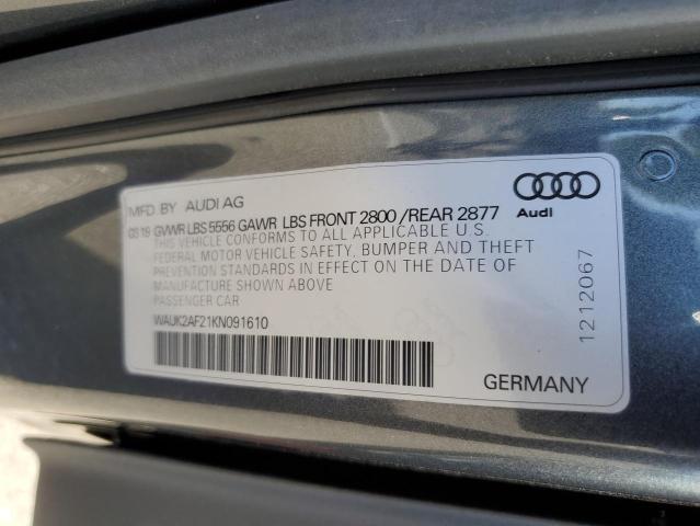 2019 AUDI A6 PREMIUM WAUK2AF21KN091610