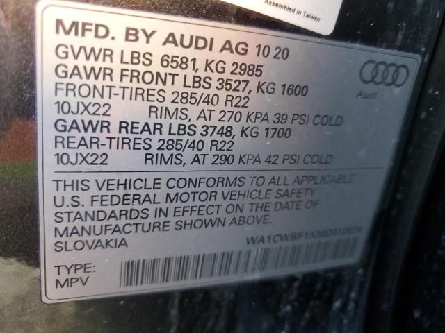 2021 AUDI SQ8 PRESTIGE WA1CWBF1XMD012074