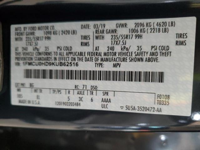 2019 FORD ESCAPE SEL 1FMCU0HD9KUB62516