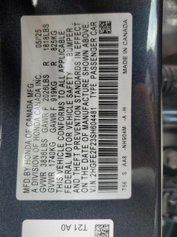 2025 HONDA CIVIC LX 2HGFE2F23SH604481