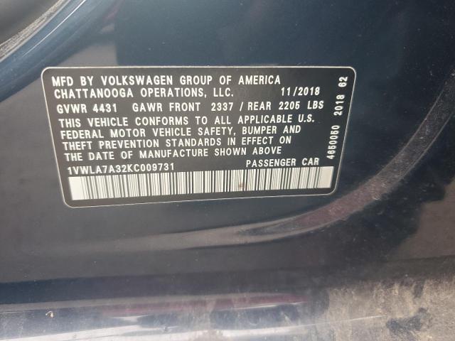 2019 VOLKSWAGEN PASSAT WOL 1VWLA7A32KC009731