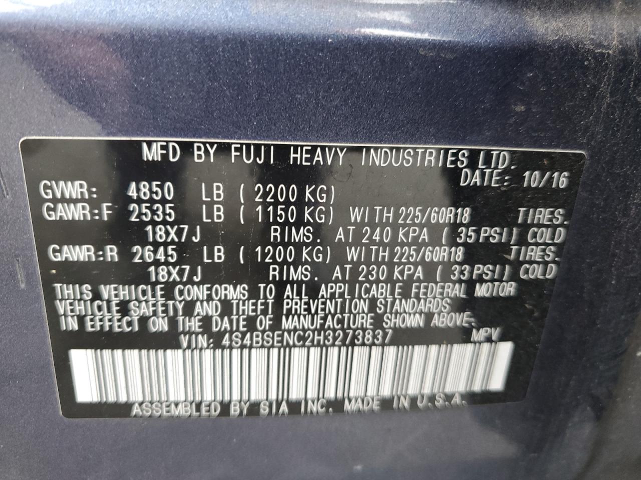 SUBARU OUTBACK 3.6R LIMITED