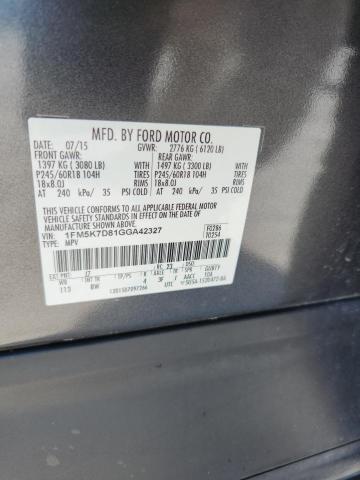 2016 FORD EXPLORER X 1FM5K7D81GGA42327