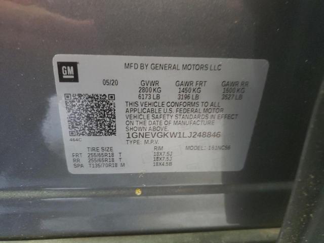 2020 CHEVROLET TRAVERSE 4 1GNEVGKW1LJ248846