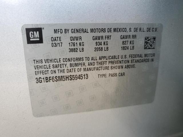 2017 CHEVROLET CRUZE PREM 3G1BF6SM5HS594513