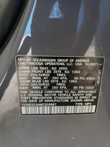 2022 VOLKSWAGEN ATLAS CROS 1V2KE2CA4NC203987