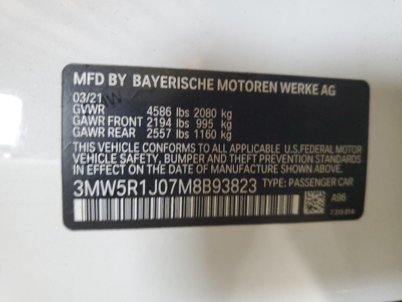 Lot #3312363773 2021 BMW 330I