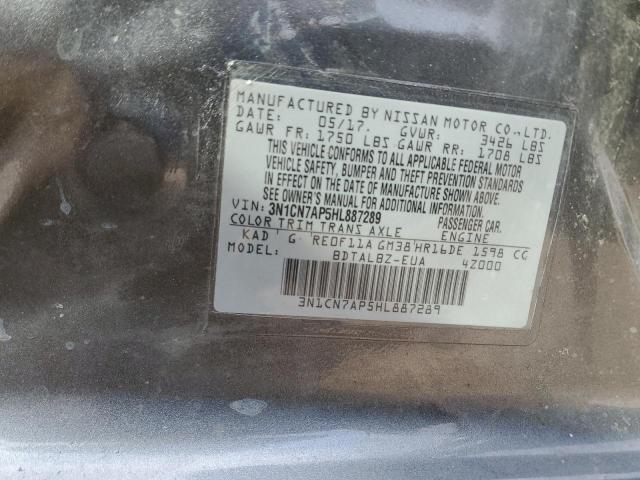 2017 NISSAN VERSA S 3N1CN7AP5HL887289