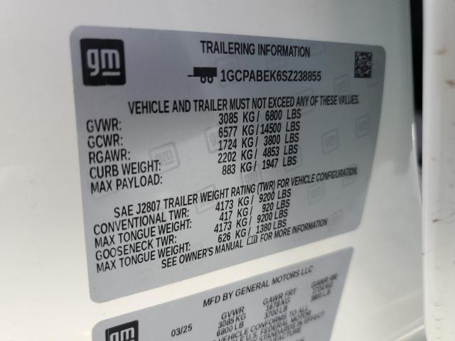 2025 CHEVROLET SILVERADO 1GCPABEK6SZ238855