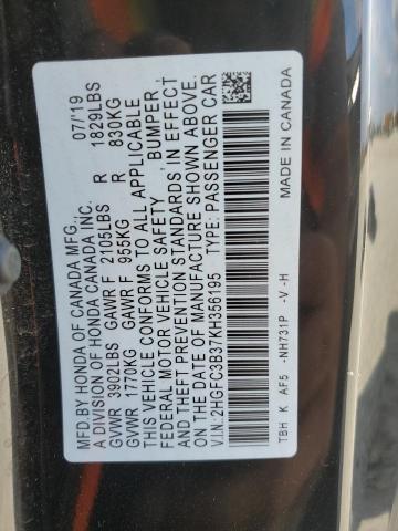2019 HONDA CIVIC EX - 2HGFC3B37KH356195