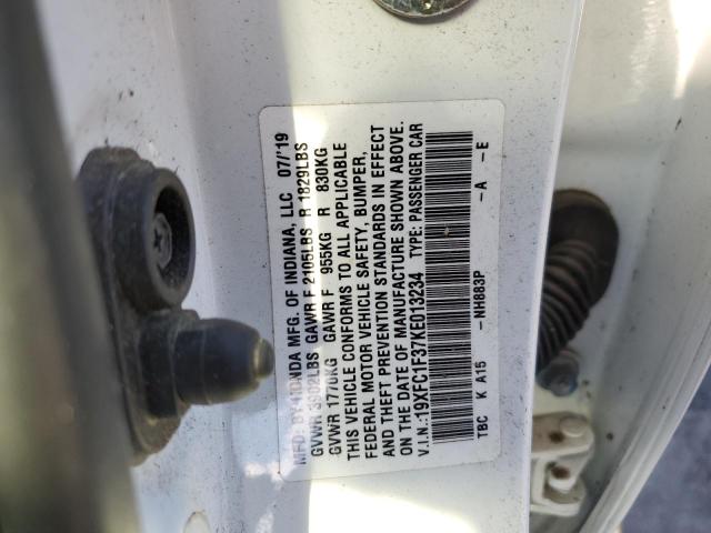 2019 HONDA CIVIC EX 19XFC1F37KE013234