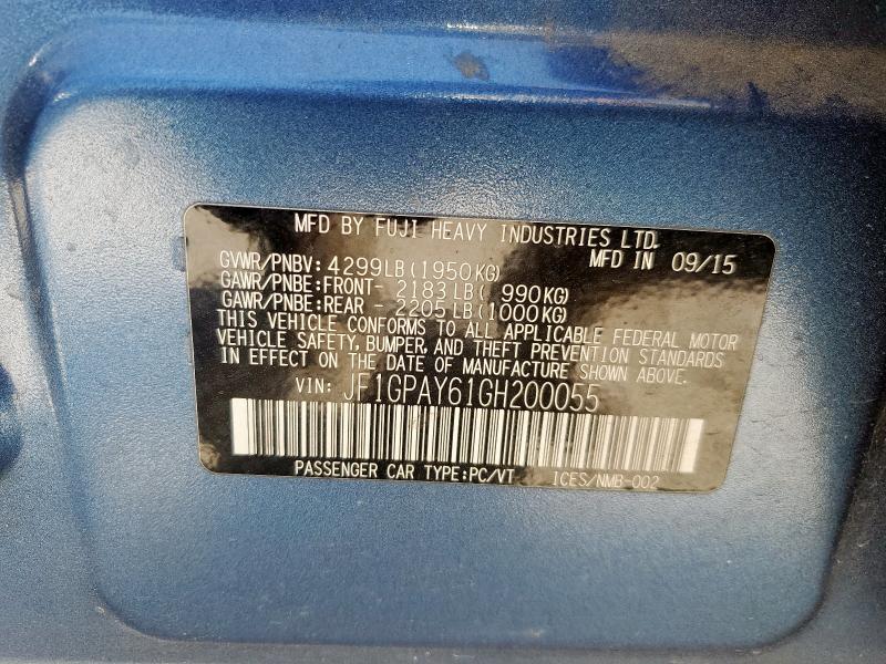 2016 SUBARU IMPREZA SP - JF1GPAY61GH200055