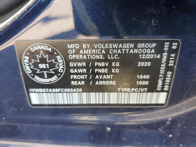 2015 VOLKSWAGEN PASSAT SE - 1VWBS7A39FC053420