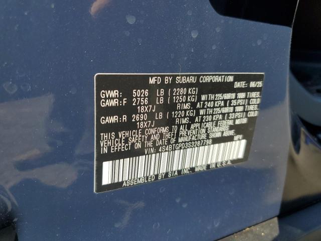 2025 SUBARU OUTBACK TO 4S4BTGPD3S3287798