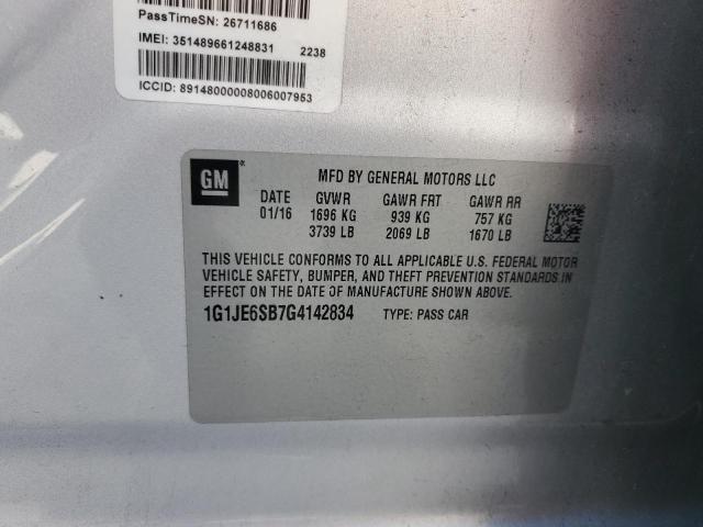 2016 CHEVROLET SONIC LTZ 1G1JE6SB7G4142834