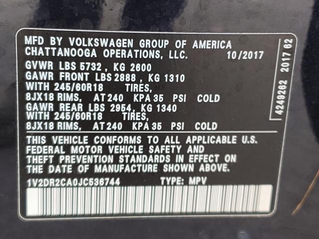 2018 VOLKSWAGEN ATLAS SE 1V2DR2CA0JC536744