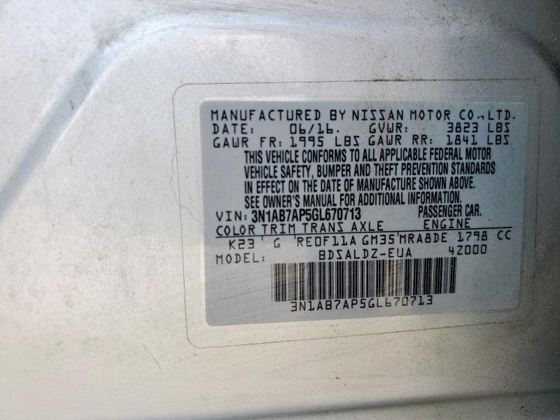 2016 NISSAN SENTRA S 3N1AB7AP5GL670713