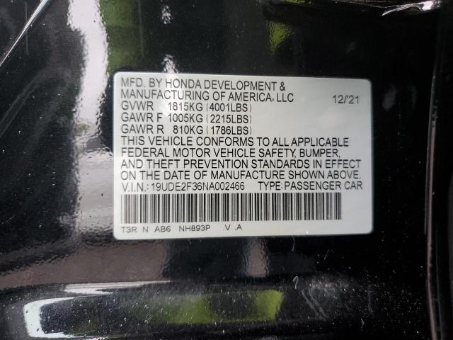 2022 ACURA ILX 19UDE2F36NA002466