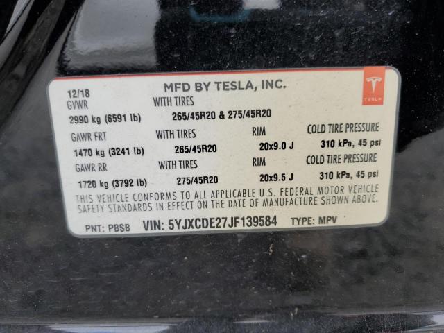 2018 TESLA MODEL X 5YJXCDE27JF139584