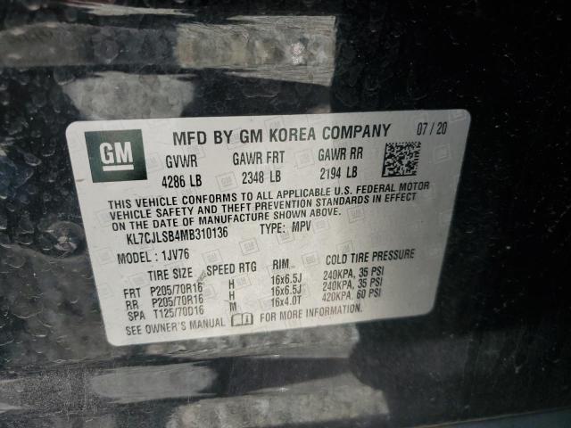 2021 CHEVROLET TRAX 1LT KL7CJLSB4MB310136