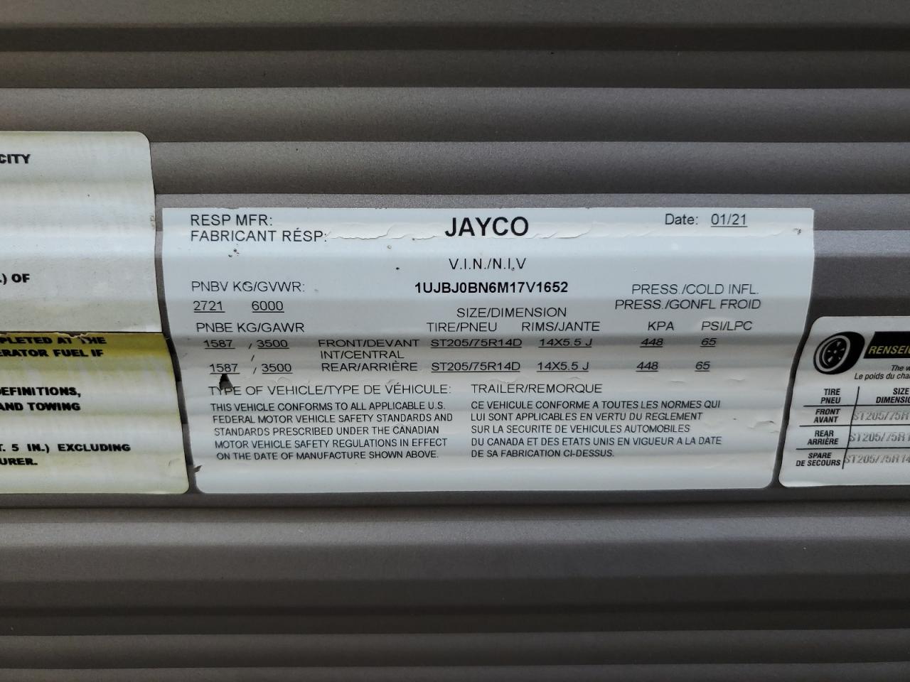Lot #3262900916 2021 JAYCEE JAYCO