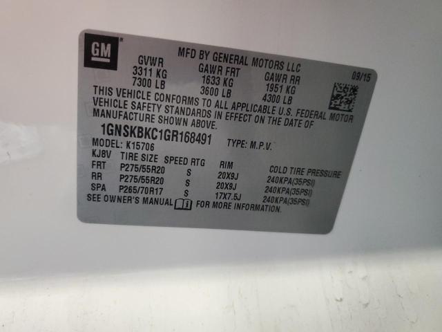 2016 CHEVROLET TAHOE K1500 LT 1GNSKBKC1GR168491