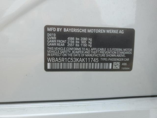 2019 BMW 330I WBA5R1C53KAK11745