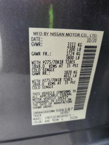2021 NISSAN TITAN SV 1N6AA1ED5MN506187