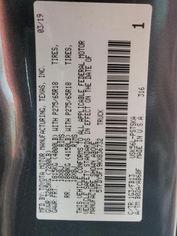 2019 TOYOTA TUNDRA CREWMAX SR5 5TFDY5F19KX836732