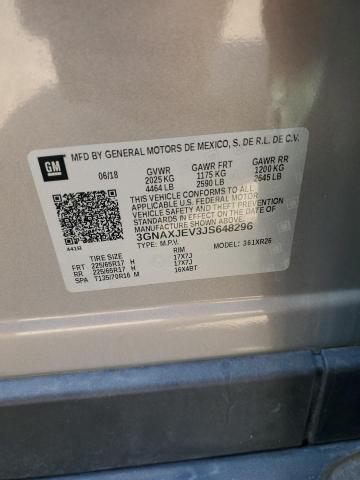 2018 CHEVROLET EQUINOX LT - 3GNAXJEV3JS648296