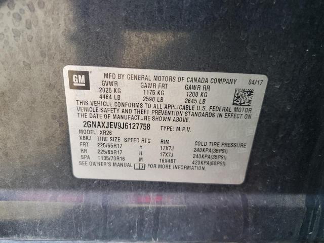 2018 CHEVROLET EQUINOX LT 2GNAXJEV9J6127758