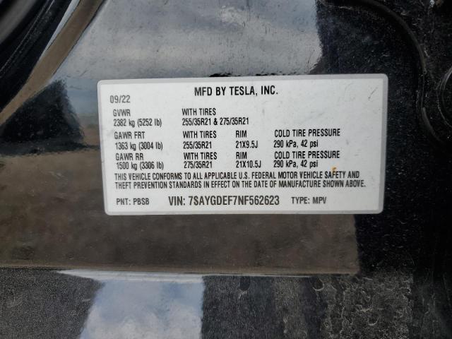 2022 TESLA MODEL Y 7SAYGDEF7NF562623