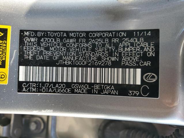 2015 LEXUS ES 350 JTHBK1GG0F2169278