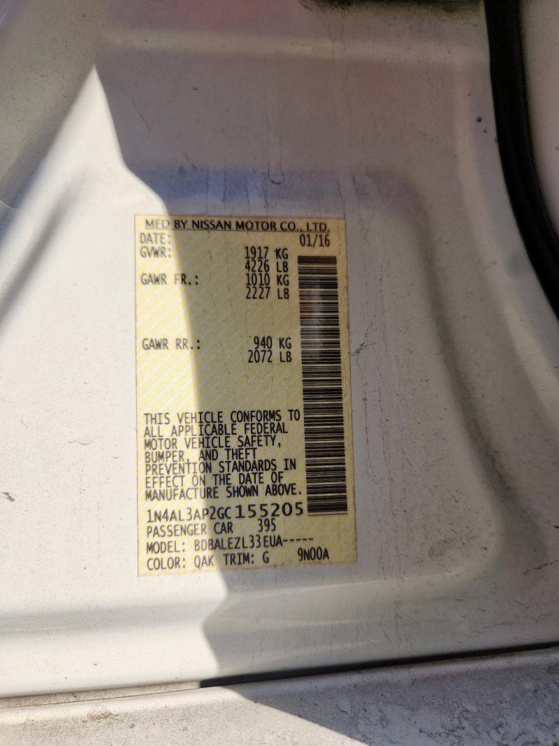 2016 NISSAN ALTIMA 2.5 - 1N4AL3AP2GC155205