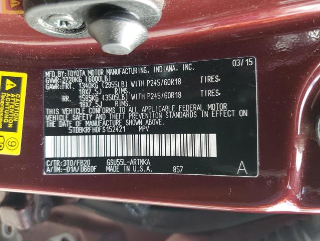 2015 TOYOTA HIGHLANDER - 5TDBKRFH0FS152421