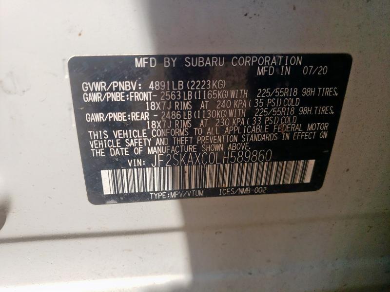 2020 SUBARU FORESTER T - JF2SKAXC0LH589860