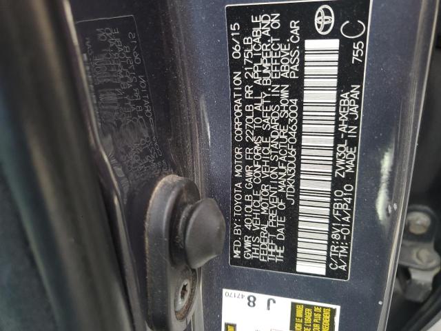 2015 TOYOTA PRIUS JTDKN3DU6F0463004